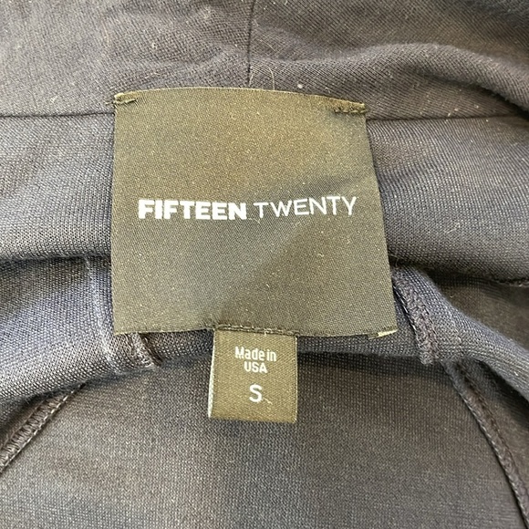 Fifteen Twenty Navy Side Zip Sweater Jacket  Lambs Leather Arm size small - Picture 5 of 6